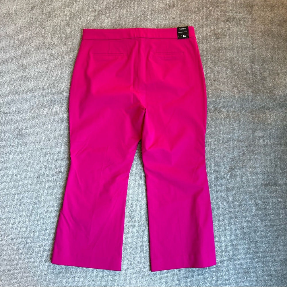 NWT J. Crew Factory Cotton-Blend Pink Kelsey Cropped Flare Pants, Size 14 - Picture 7 of 13